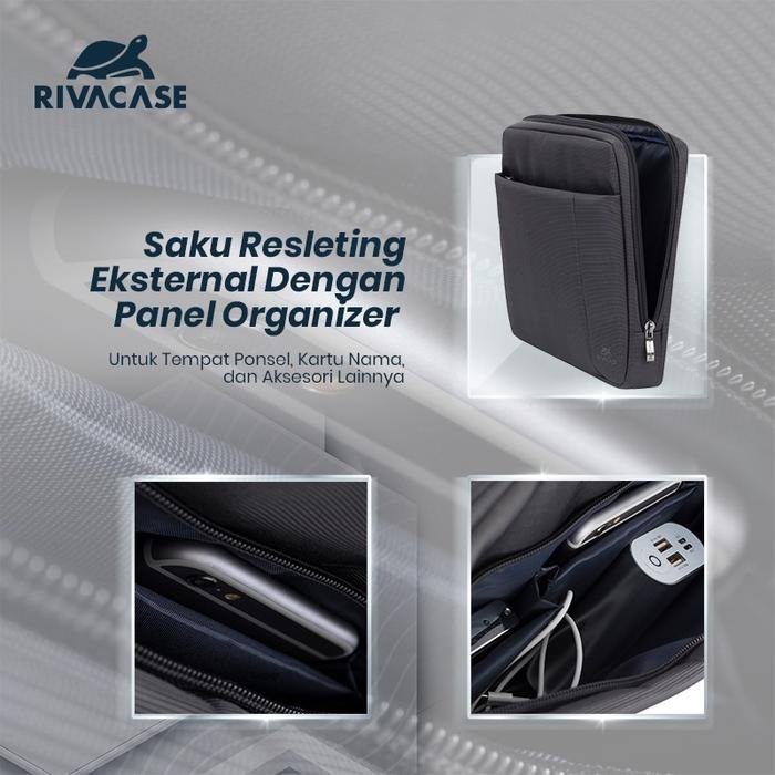 RIVACASE Tas Laptop Sleeve Case Pelindung Laptop 13.3 Inch Water Resistant | Central (8203) - Black | Sleeve MacBook - 4