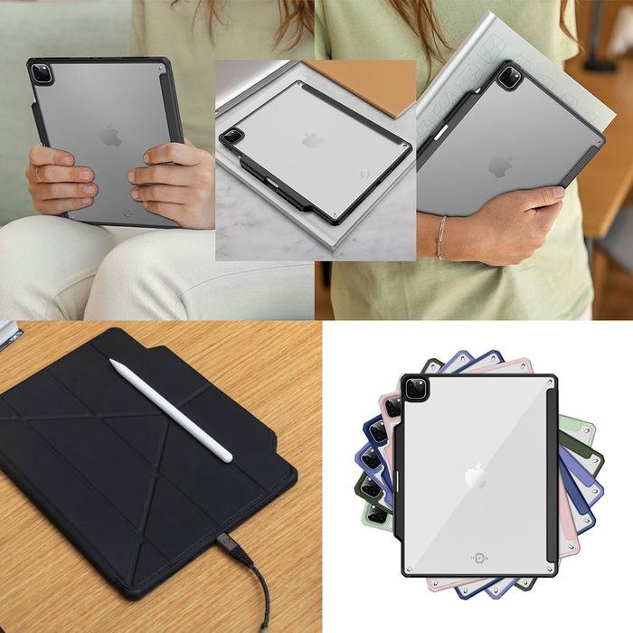 ITSKINS CASE FOR IPAD PRO 12.9 INCH - (5TH & 6TH GEN 2022) - HYBRID SOLID FOLIO - BLACK - 3