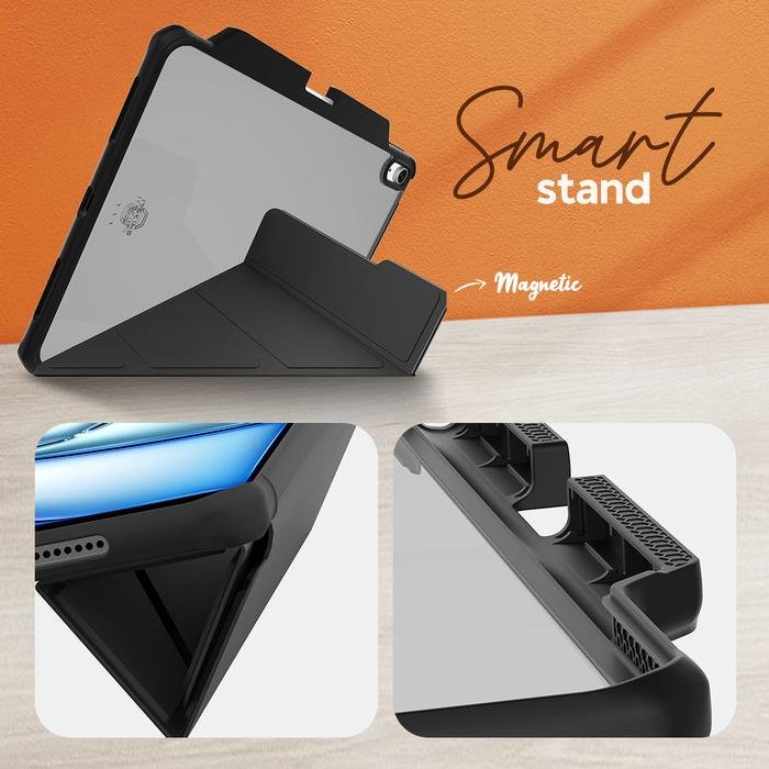 ITSKINS CASE FOR IPAD AIR 13 INCH - 1ST GEN 2024 - HYBRID SOLID FOLIO - BLACK (4894465638122) - 4