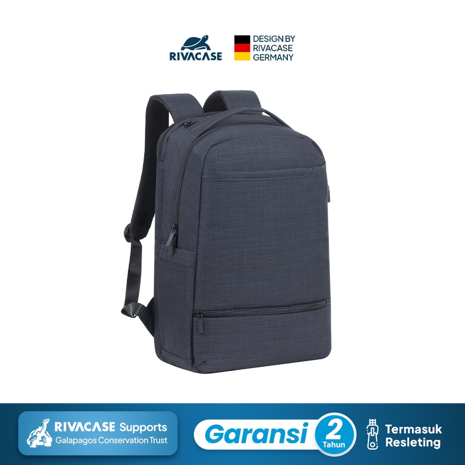 RIVACASE Backpack Laptop 17.3 Inch Gaming MacBook Pro 16 Biscayne 8365 - Water Resistant Black / Blue Original