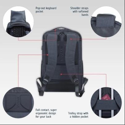 RIVACASE Backpack Laptop 17.3 Inch Gaming MacBook Pro 16 Biscayne 8365 - Water Resistant Black / Blue Original - 5