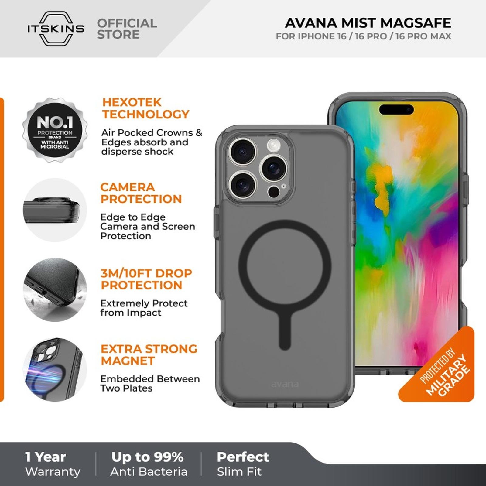 AVANA CASE FOR IPHONE 16 PRO/IPHONE CASING MAGSAFE MIST - ASH