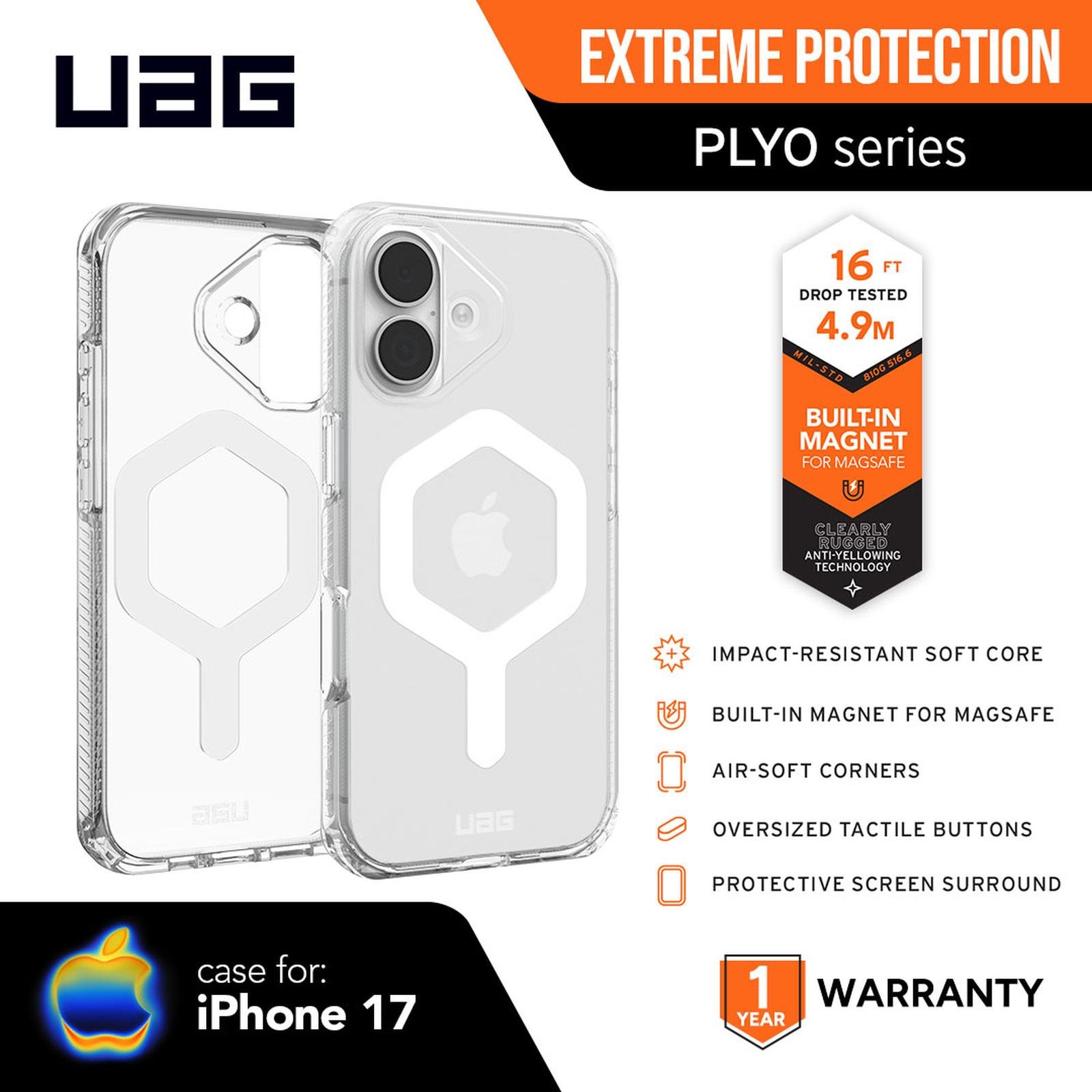 UAG Case For iPhone 17 / 17 Air - Casing iPhone 17 - Plyo MagSafe - Ice/White - SFI Group