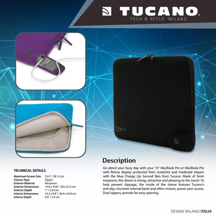 Tucano Second Skin Charge Up Sleeve For Macbook 15" | Sleeve MacBook | Laptop sleeve case | Macbook sleeve | Pelindung Laptop | Laptop Bag - SFI Group - 3