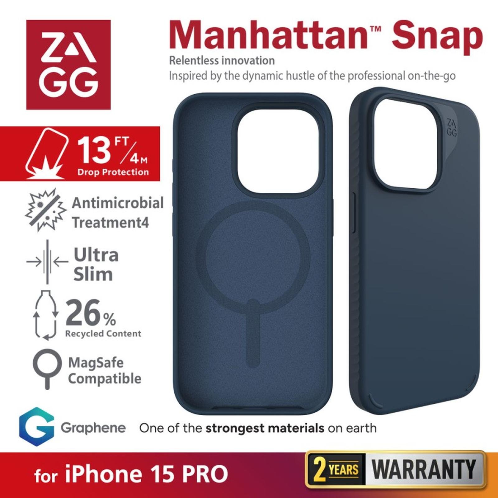ZAGG Case Magsafe For iPhone 15 Pro/Pro Max Snap Casing Manhattan - SFI Group