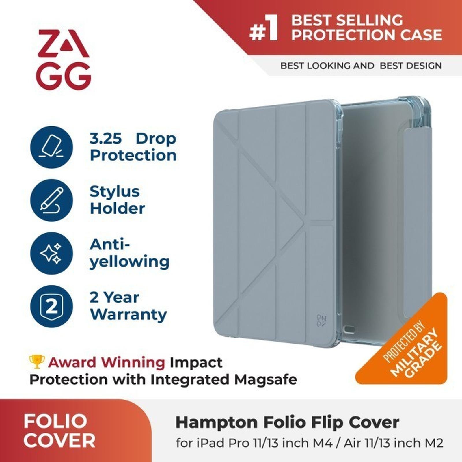 ZAGG Case iPad Pro Air 11" / 13" inch M2 Hampton Light Blue - Cover Casing Tablet Protection - SFI Group