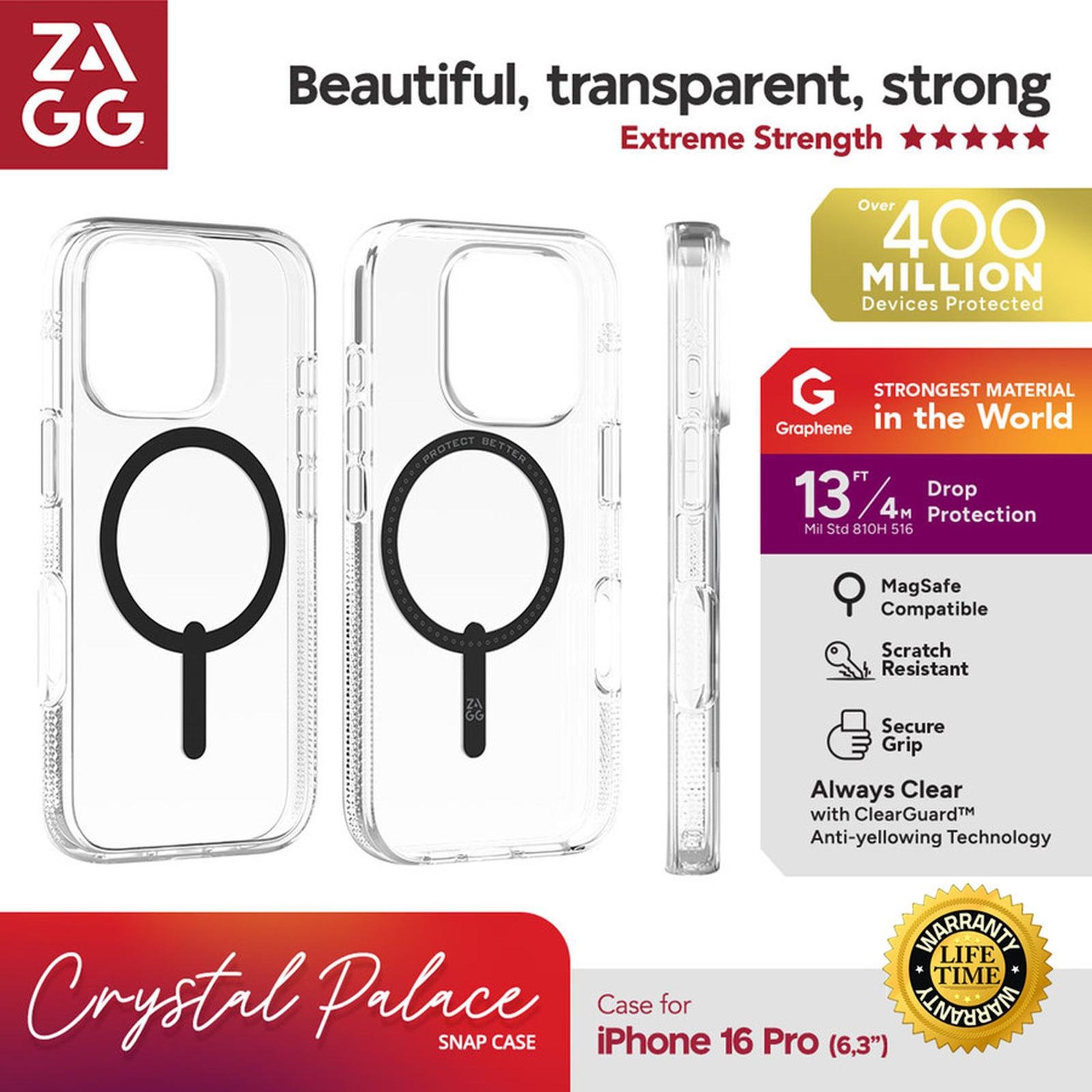 ZAGG Case Magsafe For Iphone 16/16 Pro/16 Pro Max Snap Casing Crystal Palace - SFI Group