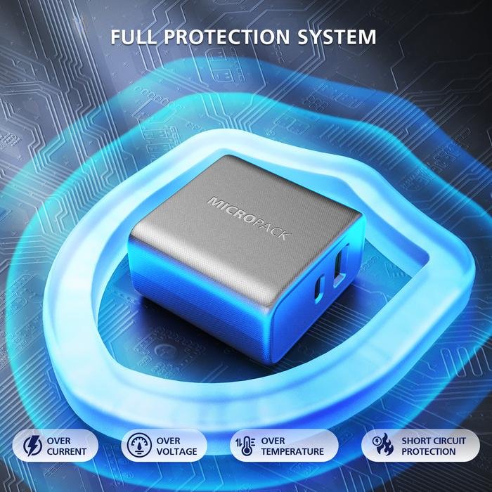 Micropack Wall Charger Dual Port - Fast Charging 65watt - GaN - MWC-265PD-ES - 2