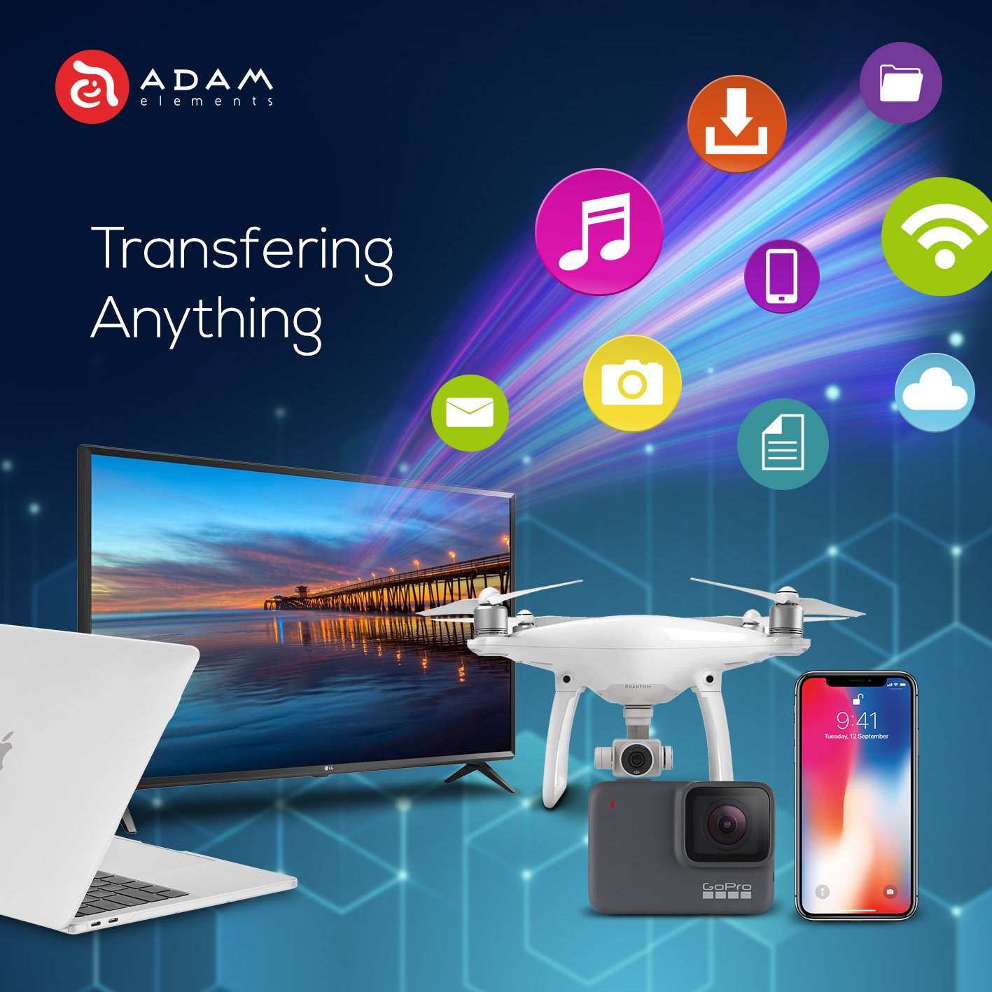 Adam Elements CASA C05 - Data Converter - USB 3.1 USB Type C 5-IN-1 OTG - Card Reader - SFI Group - 5