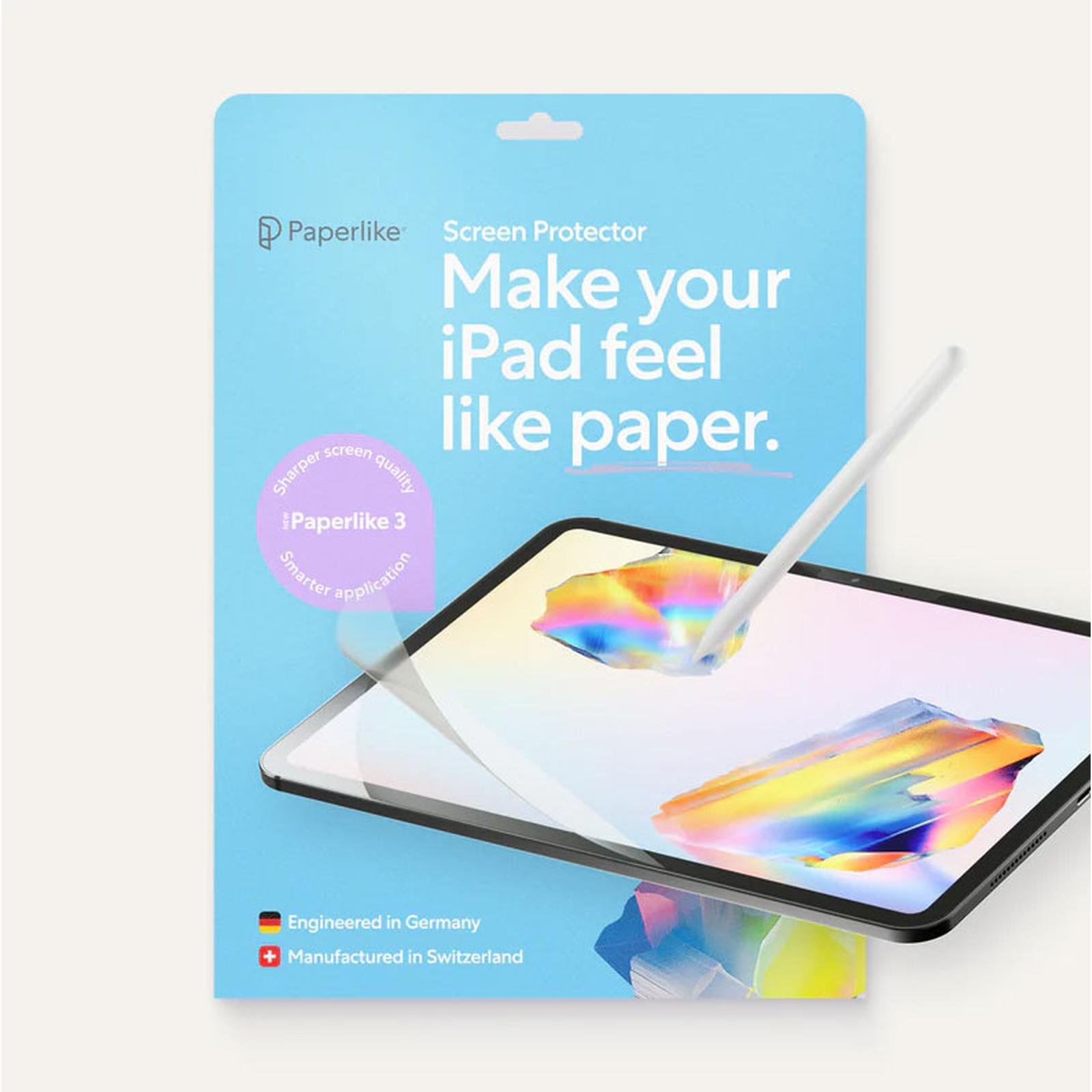 Paperlike Screen Protector For iPad Pro 11"/iPad Air 11"/iPad Pro 13"/ iPad Air 13"/iPad 11" A16 / iPad 10.9" M4 & M5 - Paperlike 3 - Clear