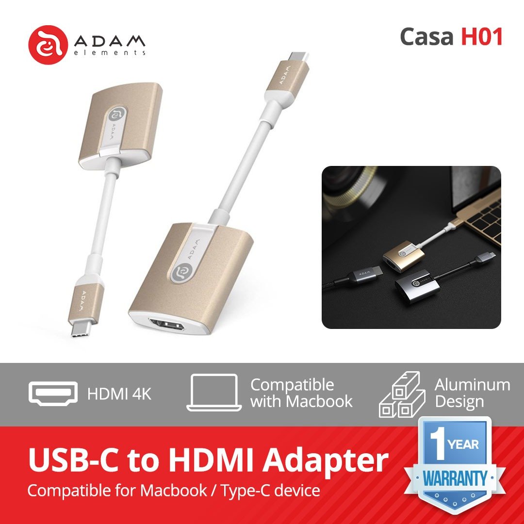 Adam Elements CASA H01 - Data Converter - USB Type C TO HDMI - SFI Group