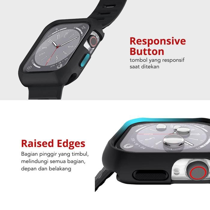 ITSKINS CASE FOR APPLE WATCH 8/7 (45MM) HYBRID R 360 SOLID BUNDLE (LENS COVER, BUMPER, STRAP) - BLACK (4894465830243) - 4