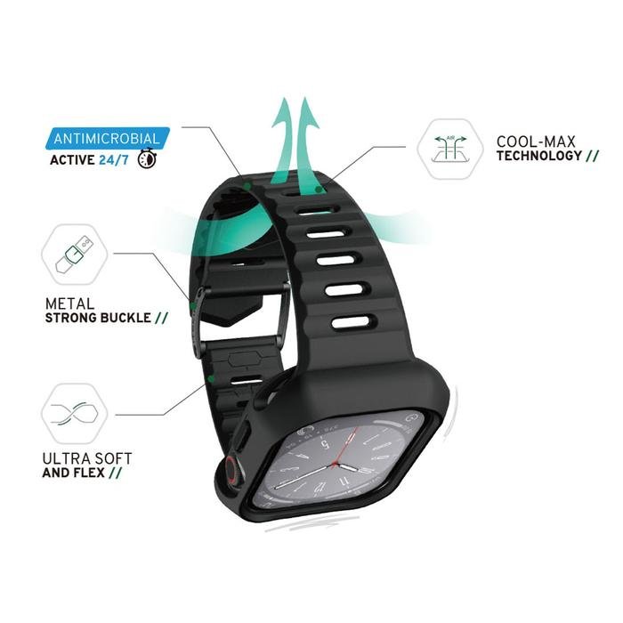 ITSKINS CASE FOR APPLE WATCH 8/7 (45MM) HYBRID R 360 SOLID BUNDLE (LENS COVER, BUMPER, STRAP) - BLACK (4894465830243) - 3