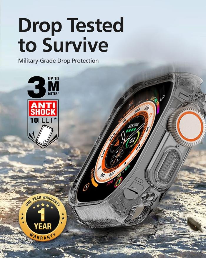 ITSKINS CASE FOR APPLE WATCH ULTRA (49MM) SPECTRUM R CLEAR (2 IN 1 BUMPER) - SMOKE (4894465040185) - 4
