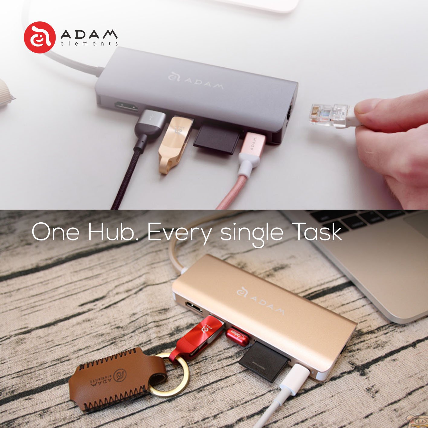 Adam Elements CASA HUB A01 - Data Converter - USB 3.1 Type C 6 in 1 Multi Function Hub - Grey - SFI Group - 3