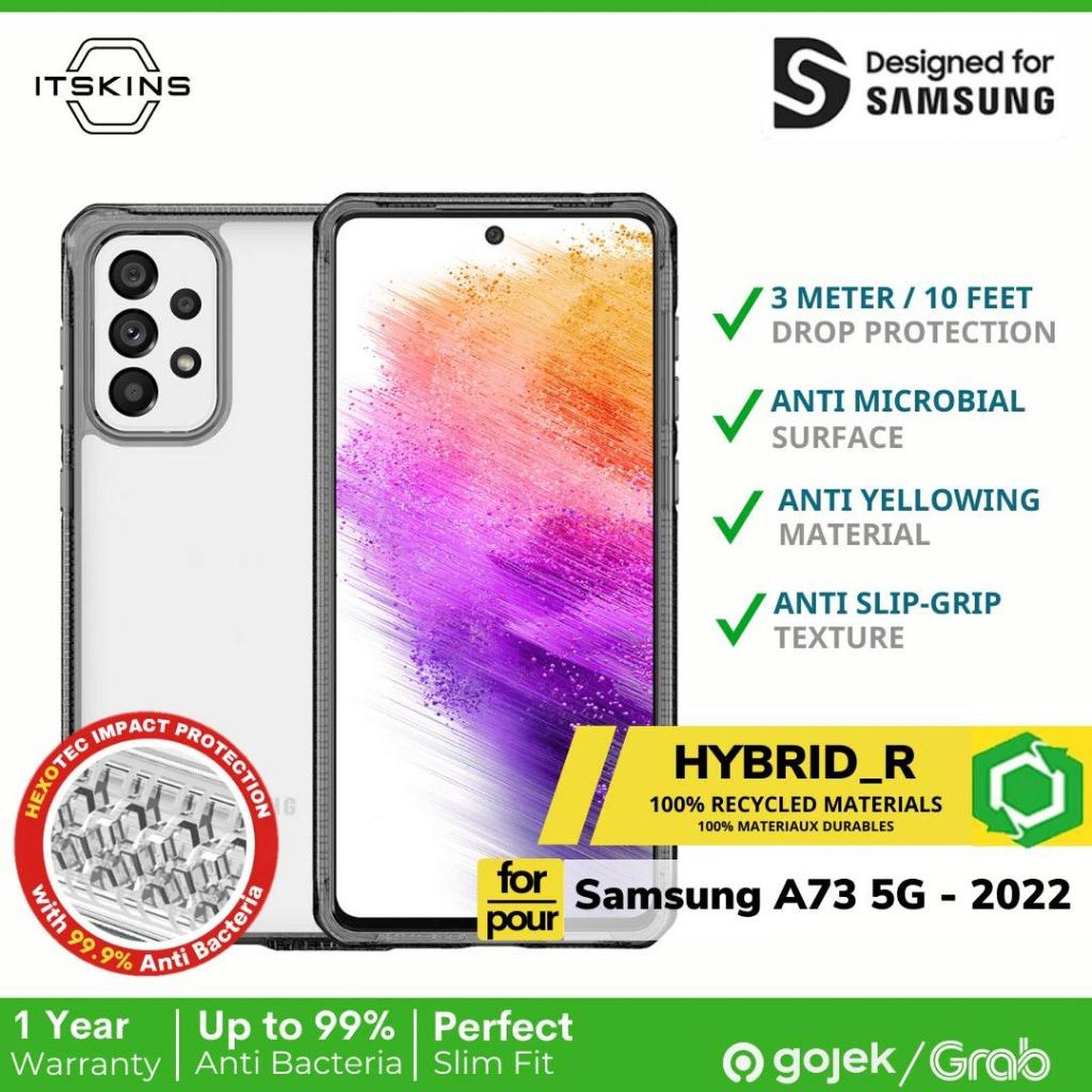 ITSKINS CASE FOR SAMSUNG GALAXY A73 (5G) HYBRID CLEAR - BLACK AND TRANSPARENT