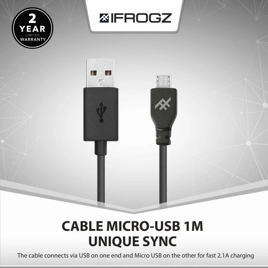 IFROGZ CABLE UNIQUE SYNC MICRO USB 1M BLACK (IFZ-SYNCUSB-BLK) - 2