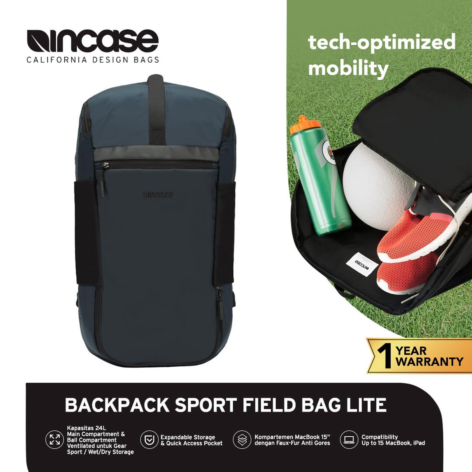 Incase Backpack Sport Field Bag Lite - Navy - Tas Pria | Tas Olahraga | Tas Sekolah | Tas Kerja | Tas Traveling | Tas Kantor | Ransel kerja | Ransel Olahraga | Ransel Traveling | Ransel Travel | Ransel Kantor | INCO100322-NVY
