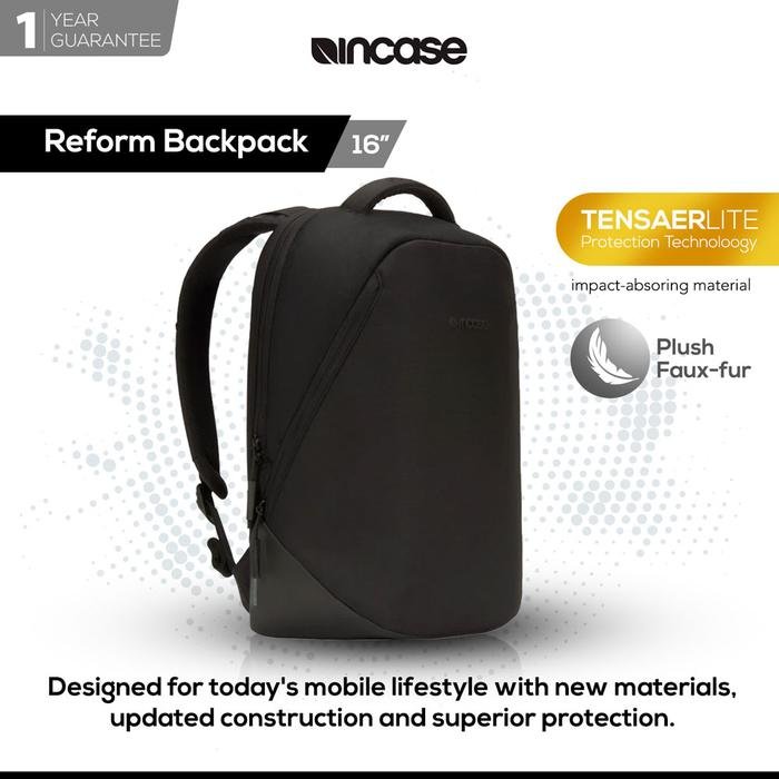 Incase Reform Backpack For Macbook Up To 16 Inch with Tensaerlite Nylon Black - Ransel Laptop | Tas pria | Tas laptop | Tas Kantor | Tas sekolah | Ransel Kerja | Ransel Kantor | Ransel Pria | INCO100340-NYB - 2