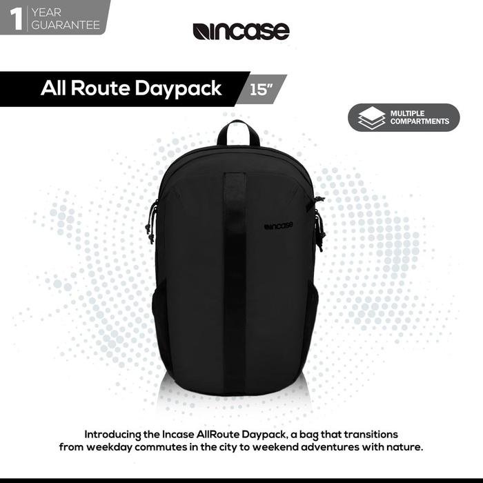 Incase Allroute Daypack Backpack Up To 15 Inch - Tas Ransel Laptop | Tas Laptop | Tas pria | Tas Traveling | Tas kantor | Tas Kerja Pria | Ransel Kantor | Ransel Kerja | Ransel Pria | Ransel Travel | INCO100419 - Black - 2