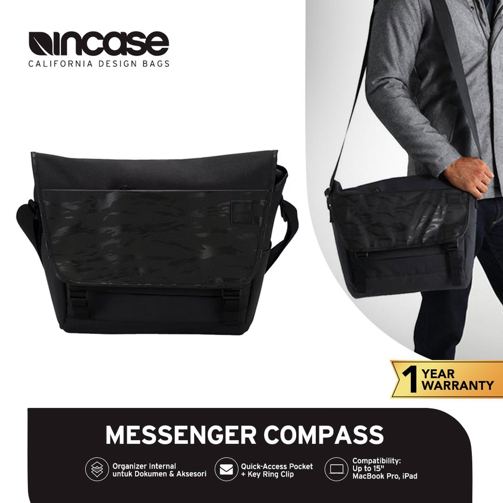 Incase Messenger Bag Macbook up to 15 Inch - Compass Bag (INCO200199-CMO) | Tas Laptop | Tas Macbook | Tas kerja | Tas Selempang | Tas Messenger | Tas Selempang Pria | Tas Selempang kerja | Tas Laptop Selempang