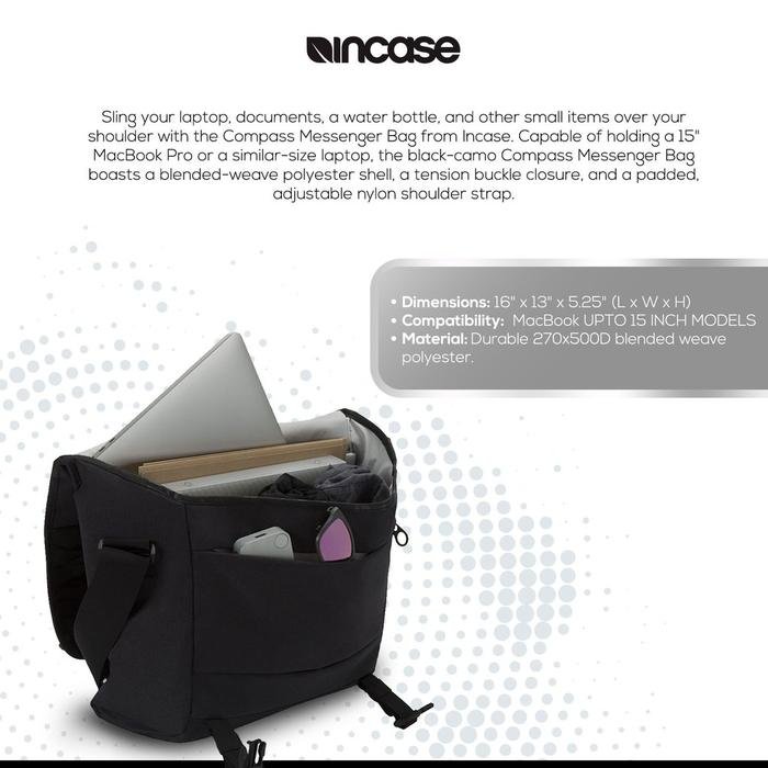 Incase Messenger Bag Macbook up to 15 Inch - Compass Bag (INCO200199-CMO) | Tas Laptop | Tas Macbook | Tas kerja | Tas Selempang | Tas Messenger | Tas Selempang Pria | Tas Selempang kerja | Tas Laptop Selempang - 4