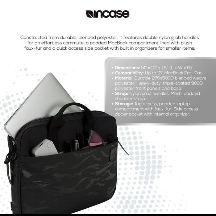 Incase Messenger Bag Macbook/Laptop 13" Compass Brief Black Camo INCO300206-CMO | Tas Laptop 13 inch | Tas Laptop | Tas Macbook | Tas kerja | Tas Selempang | Tas Messenger | Tas Selempang Pria | Tas Selempang kerja | Tas Laptop Selempang - 5