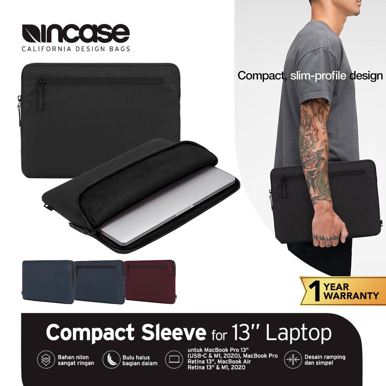 Incase Tas Laptop Compact Sleeve for MacBook Pro 13" (INMB100335) | Sleeve Macbook dan laptop | Tas Macbook dan Laptop | Sleeve MacBook | Laptop sleeve case | Macbook sleeve | Pelindung Laptop | Laptop Bag - Hitam