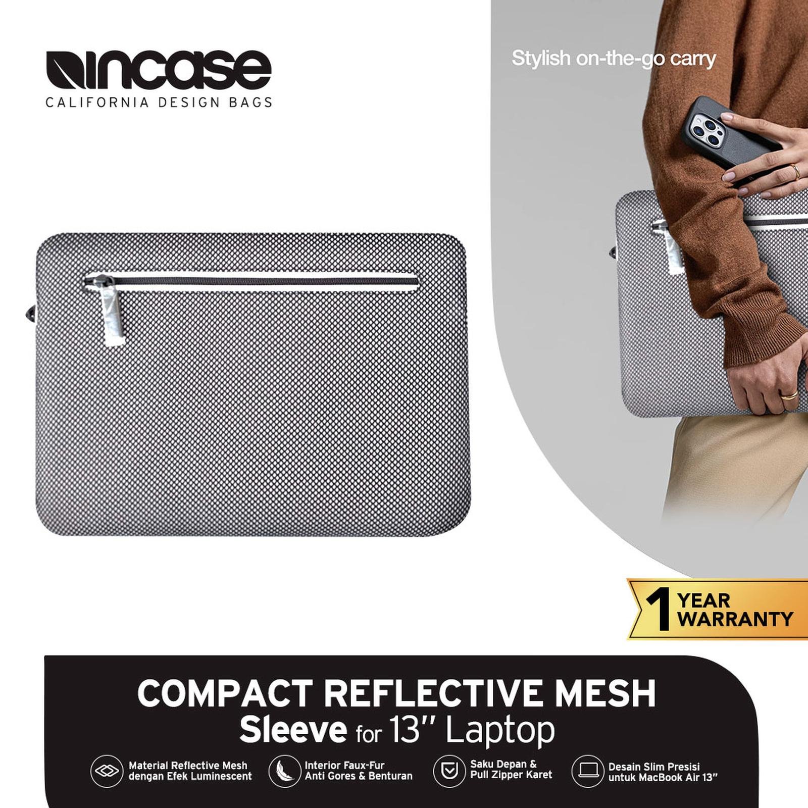 Incase Sleeve Macbook Air/Pro 13 Inch Compact Reflective Mesh -White Luminescent (INMB100431-WHL) Tas Laptop | Sleeve Macbook 13 Inch | Sleeve Laptop | Sleeve Macbook | Laptop sleeve case | Macbook sleeve | Pelindung Laptop | Laptop Bag