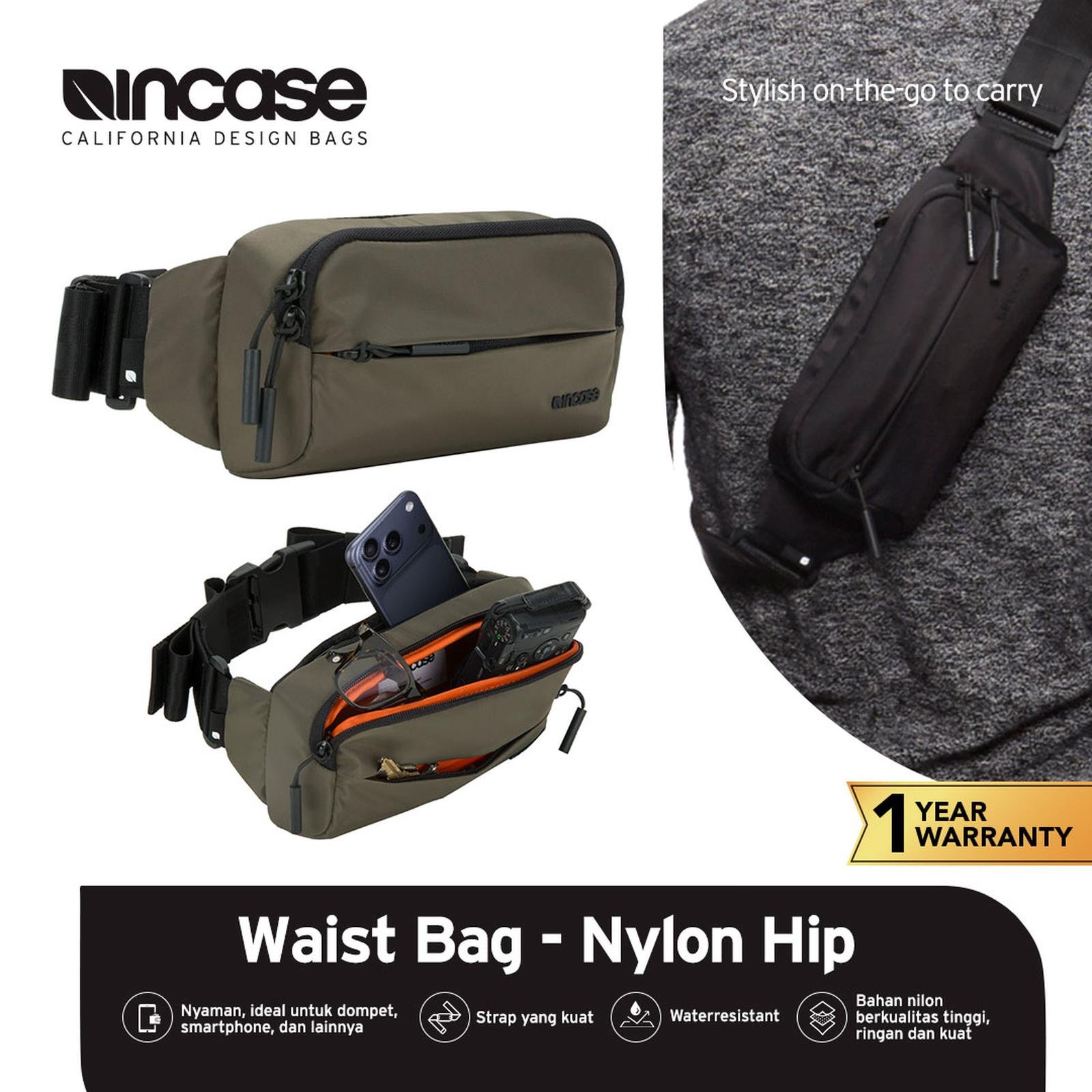 Incase Waist Bag With Flight Nylon Tas Pinggang (INOM100311) | Tas Pinggang Pria | Tas Selempang Pria | Tas Mini pria