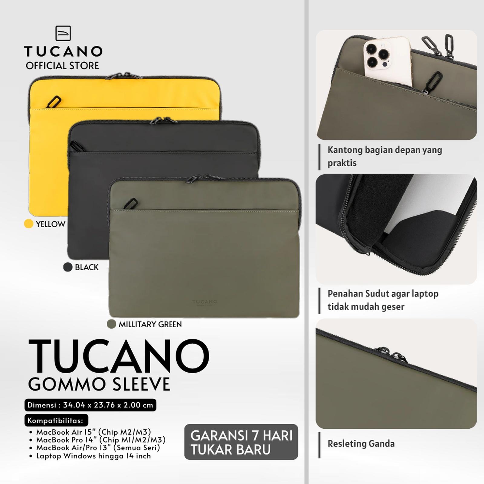 Tucano Sleeve Gommo for MacBook/ laptop up to 13/14" | Tas laptop 13/14" | Sleeve MacBook | Laptop sleeve case | Macbook sleeve | Pelindung Laptop | Laptop Bag | BFGOM1314