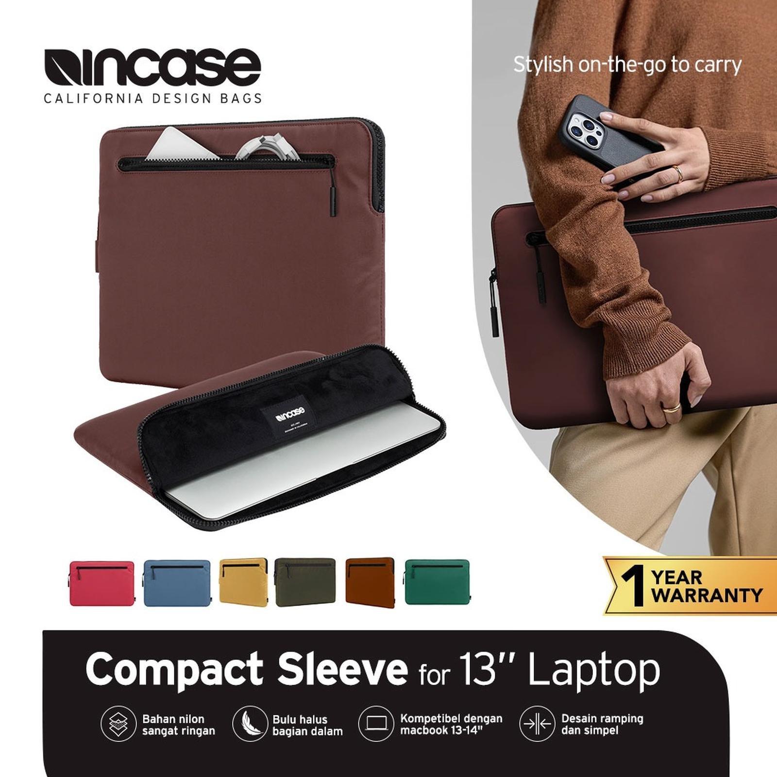 Incase Sleeve Macbook Air/Pro 13" Pochette Compacte (INMB100611) Sleeve Macbook Air dan pro 13 Inch | Tas laptop | Sleeve MacBook | Laptop sleeve case | Macbook sleeve | Pelindung Laptop | Laptop Bag - HIBISCUS RED