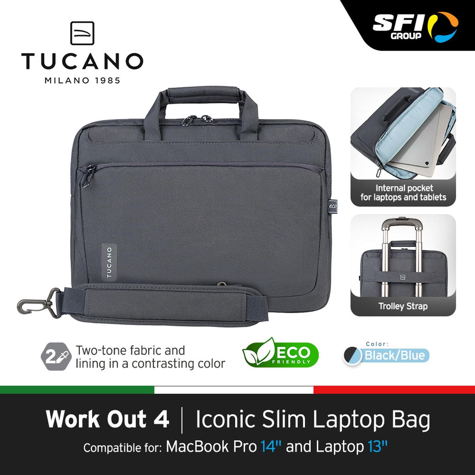 Tucano Messenger For Laptop Up To 14" inch - Workout 4 - Sleeve MacBook Pro Case Pelindung - WO4-MB14-B / WO4-MB14-AX - Blue