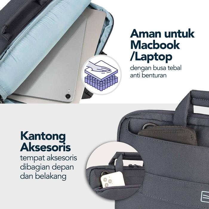 Tucano Messenger For Laptop Up To 14" inch - Workout 4 - Sleeve MacBook Pro Case Pelindung - WO4-MB14-B / WO4-MB14-AX - Blue - 3