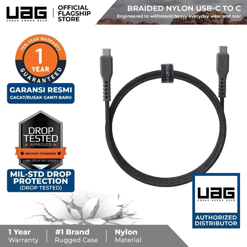 UAG - Cable Usb C To C - 120 Cm - 60W - Grey (Cable Only) - Kabel Charger - SFI Group