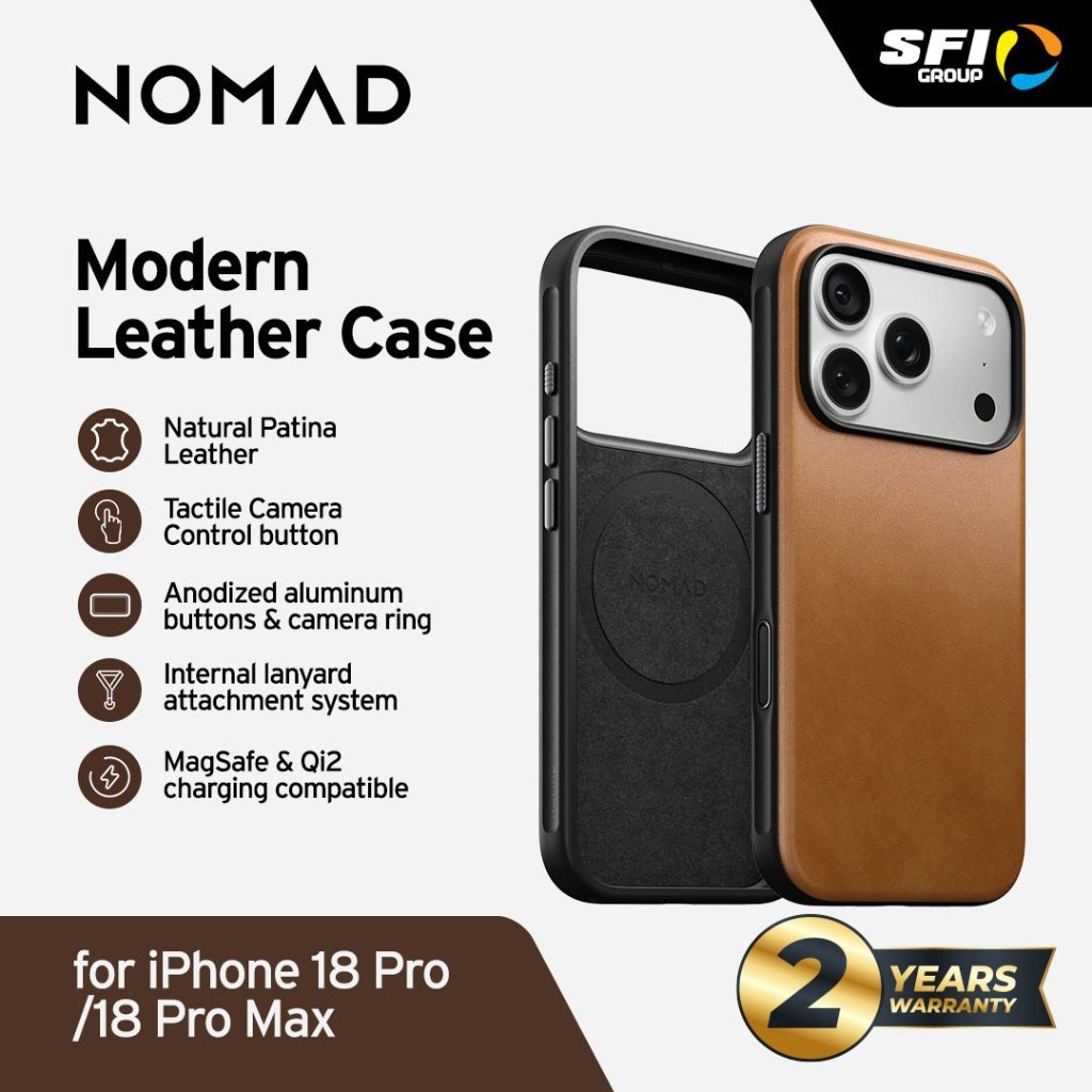 Nomad Leather Modern Leather Case - iPhone 18 Pro / iPhone 18 ProMax- English Tan - SFI GROUP