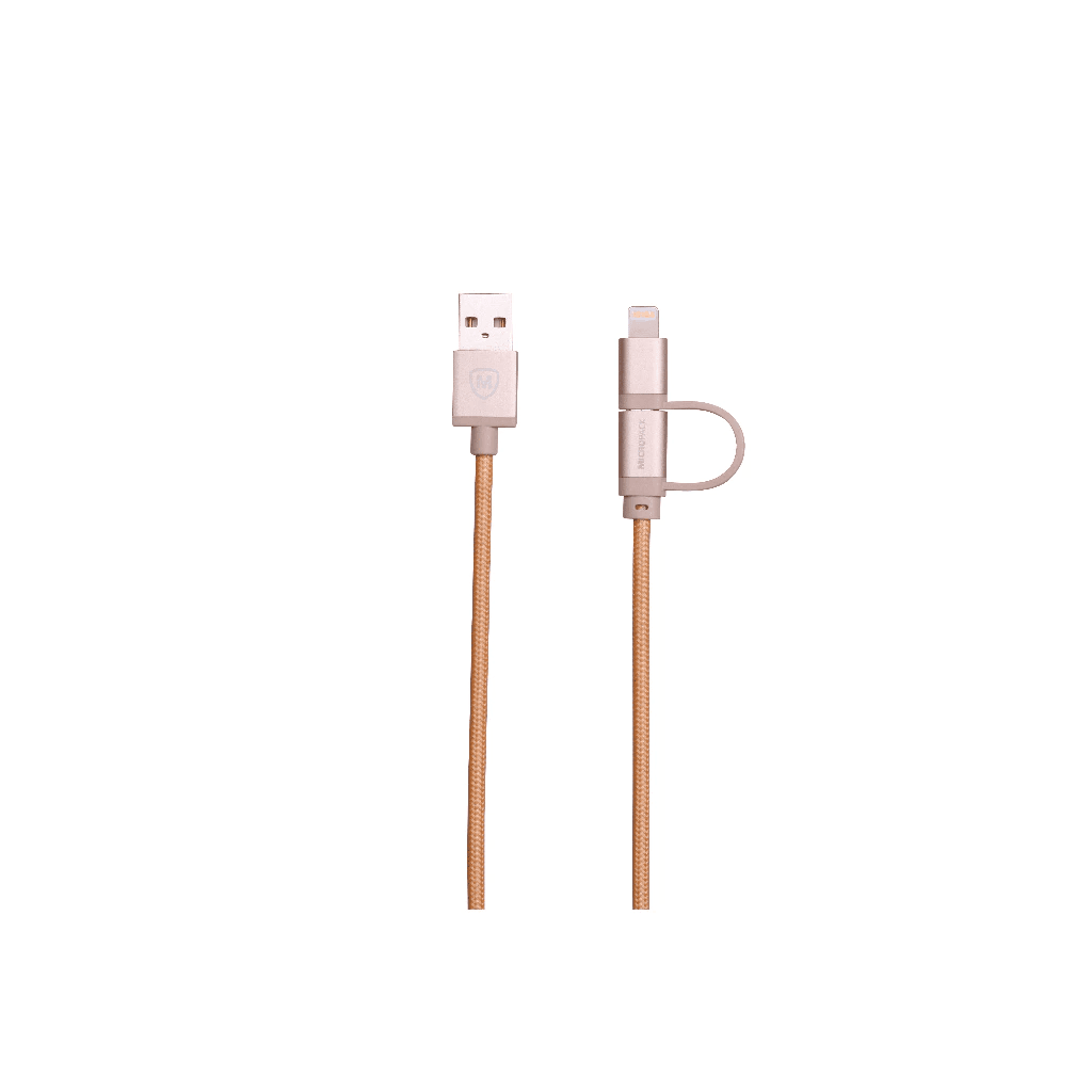 Micropack Cable USB-A to Micro & Lightning Cable 2-in-1 Combo - Kabel 1,8 Meter - I-218 - SFI Group - Gold