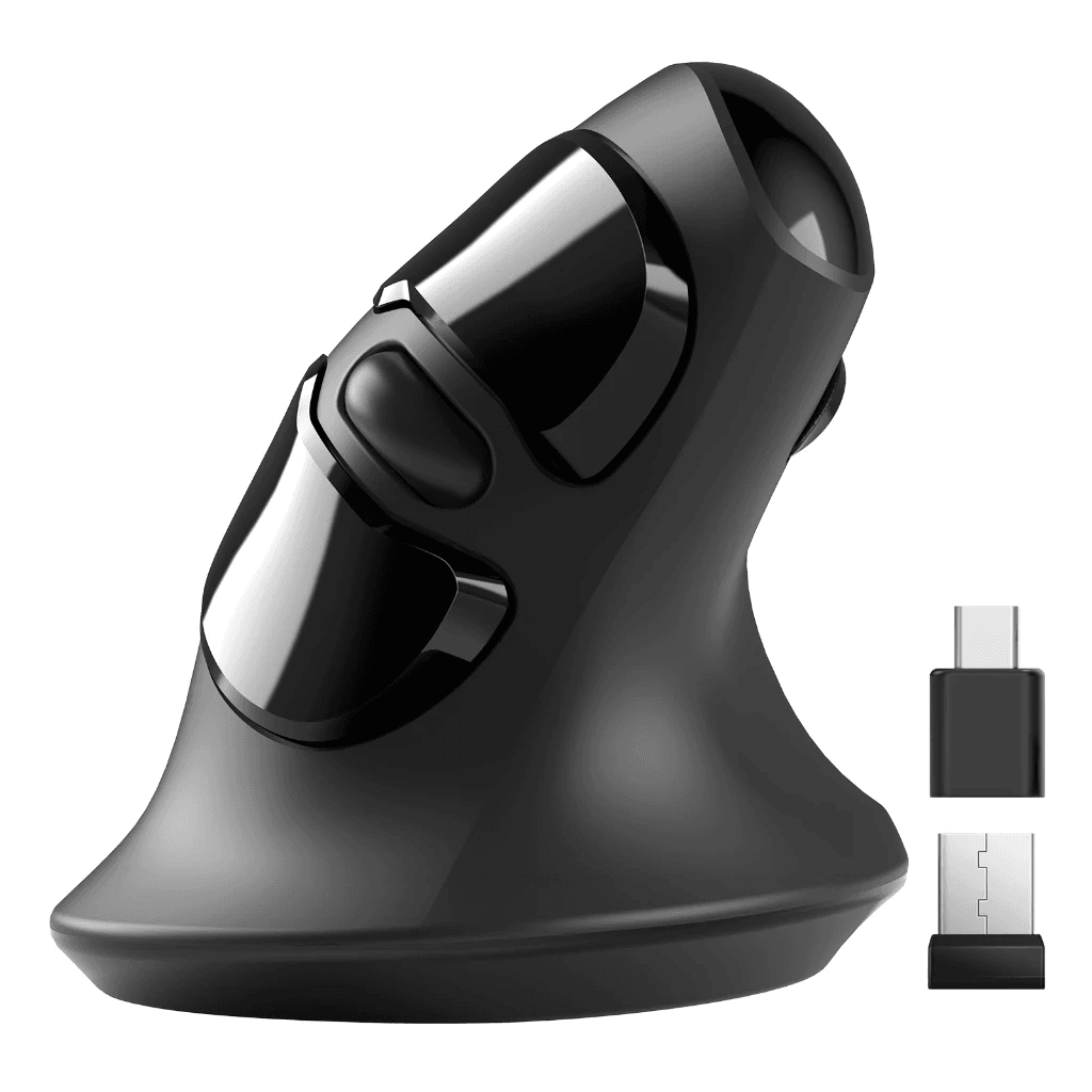 Micropack Mouse Wireless Vertical - Dual Dongle USB-A & USB-C - Silent Click - 6 Buttons - MP-V03W - SFI Group - Black