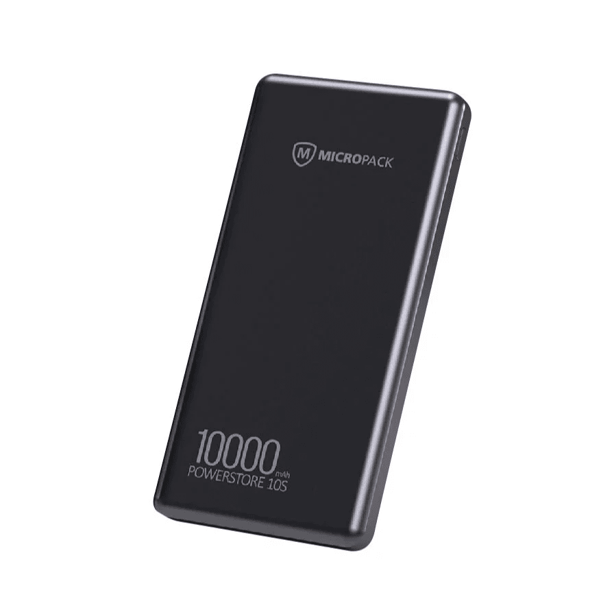 Micropack Powerbank 10.000 mAh - Fast Charging 22,5watt - CCC - Dual Charging USB-C & USB-A - Ultra Slim 11mm - Power Bank 10000 mAh - PB-10S - SFI Group - Black