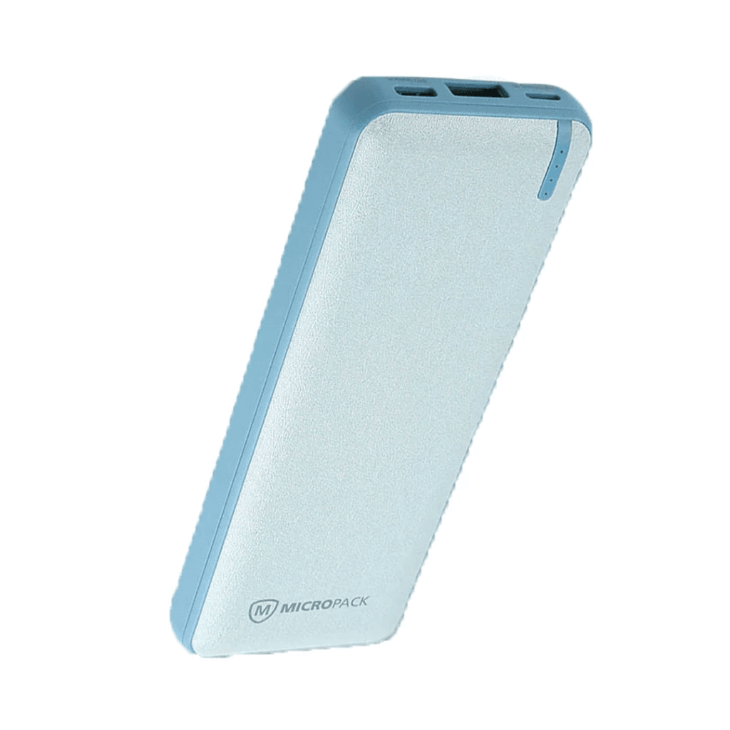 Micropack Powerbank 10.000 mAh - Anti-Bacterial - Fast Charging 22,5watt - Dual Charger - Power Bank 10000 mAh - PB-1020 - SFI Group - Light Blue