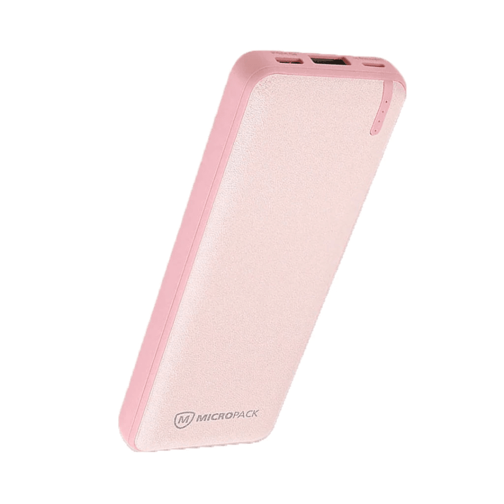 Micropack Powerbank 10.000 mAh - Anti-Bacterial - Fast Charging 22,5watt - Dual Charger - Power Bank 10000 mAh - PB-1020 - SFI Group - Pink