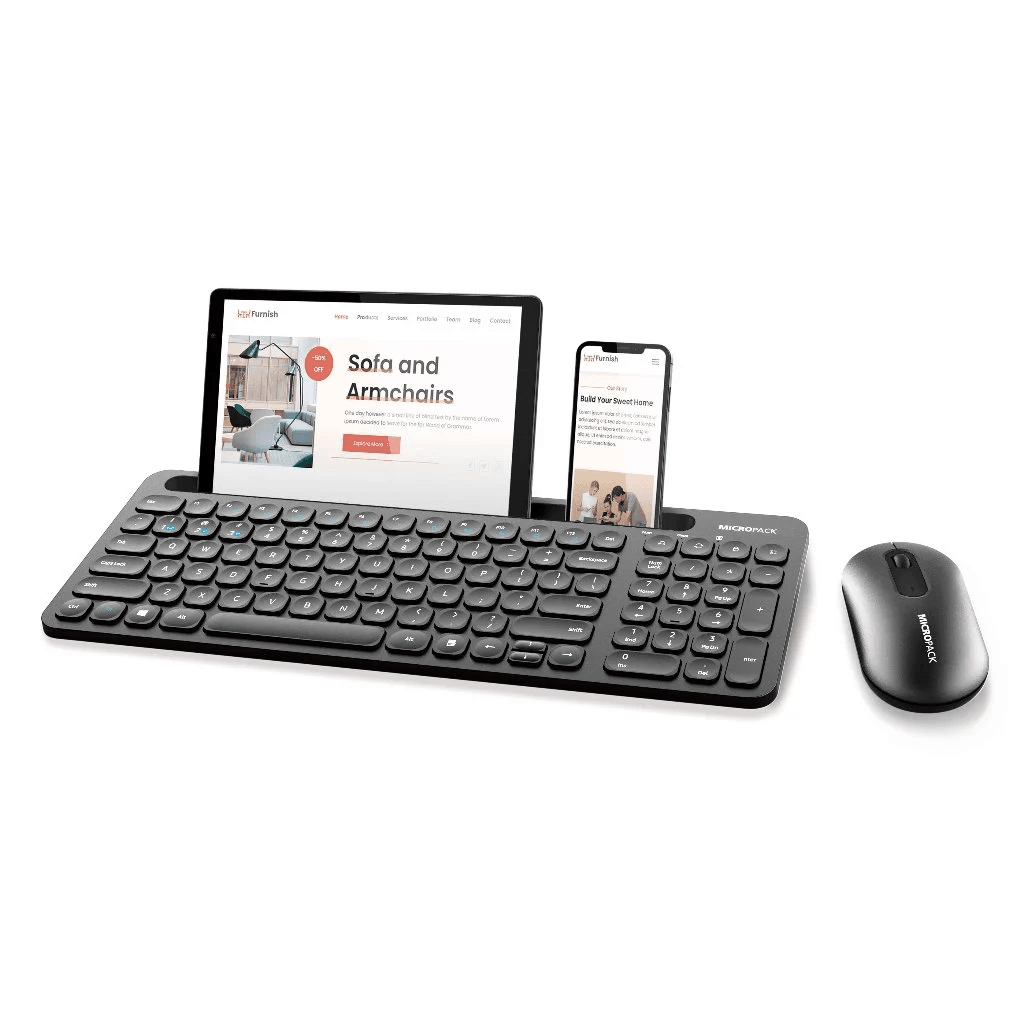 Micropack Keyboard Mouse Premium Combo Bluetooth - Anti Bacterial - 3 Mode iFree Pro 2 - KM-238W - SFI Group - Grey