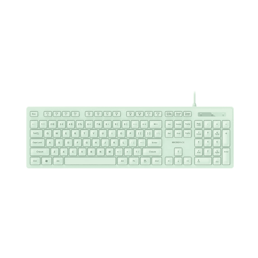 Micropack Keyboard Wired - Plug & Play - Slim Design - 12 Multimedia Keys - K-237 - SFI Group - Green