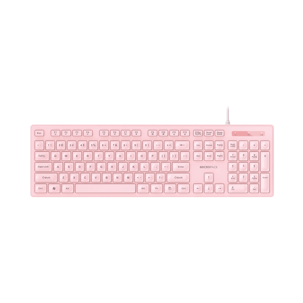 Micropack Keyboard Wired - Plug & Play - Slim Design - 12 Multimedia Keys - K-237 - SFI Group - Pink