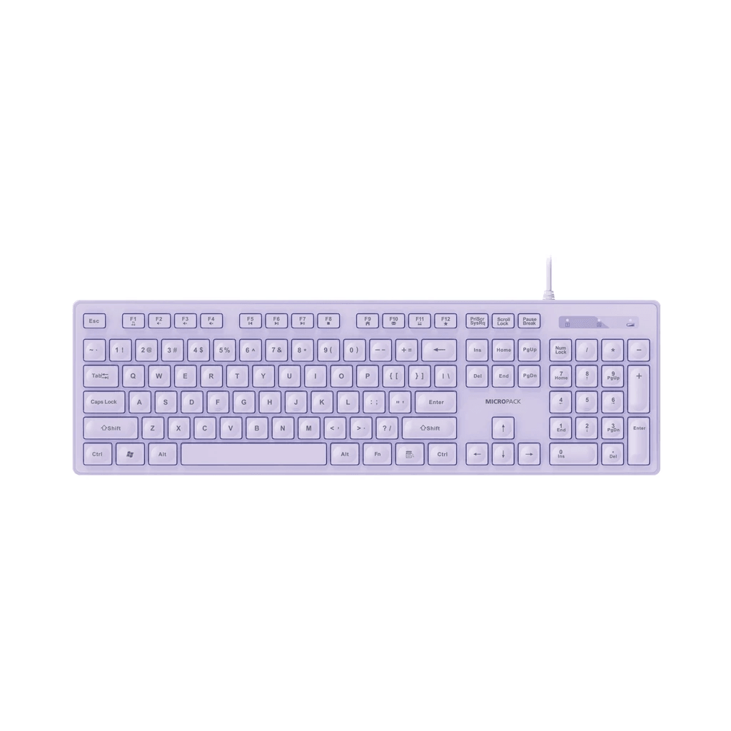 Micropack Keyboard Wired - Plug & Play - Slim Design - 12 Multimedia Keys - K-237 - SFI Group - Purple