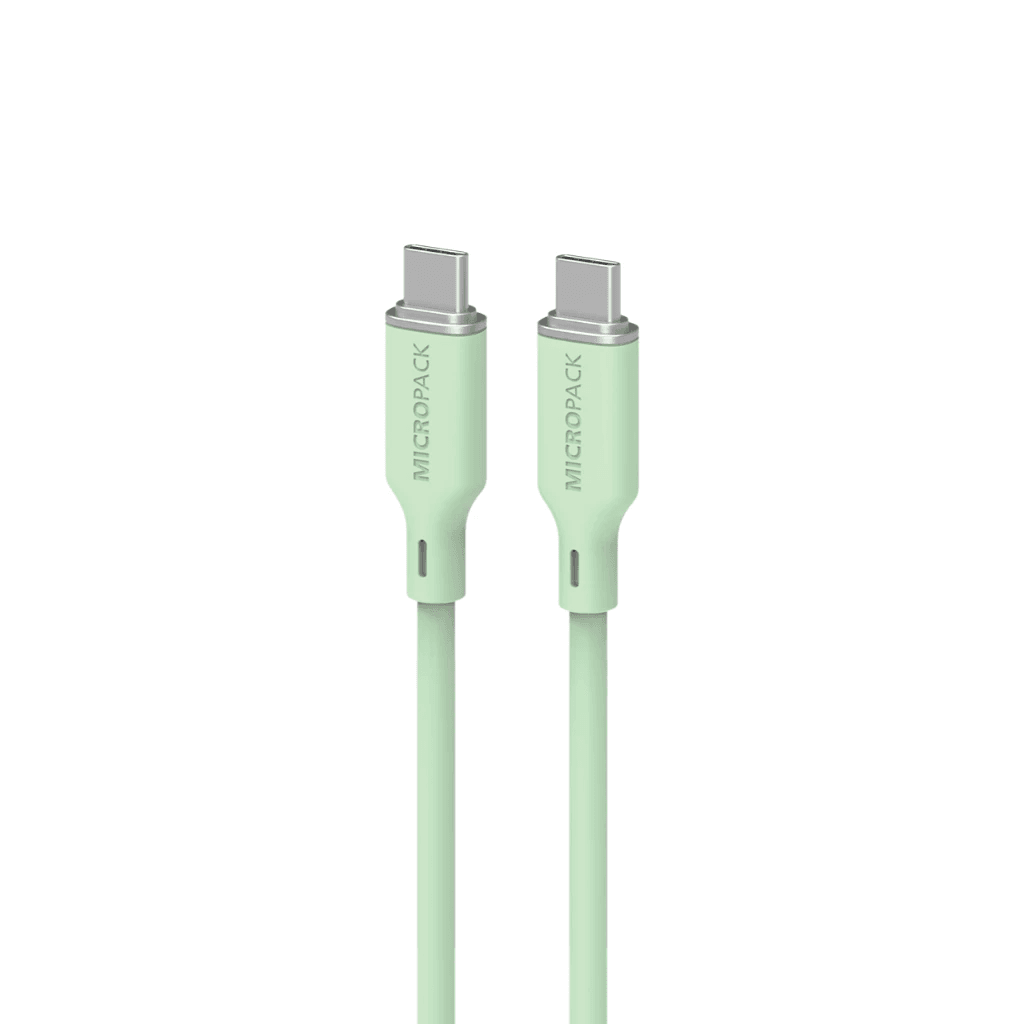 Micropack Cable C to C - Fast Charging & Strong Cable - 60watt - Soft Silicone - Kabel 1,2 Meter - MC-C60 - SFI Group - Green