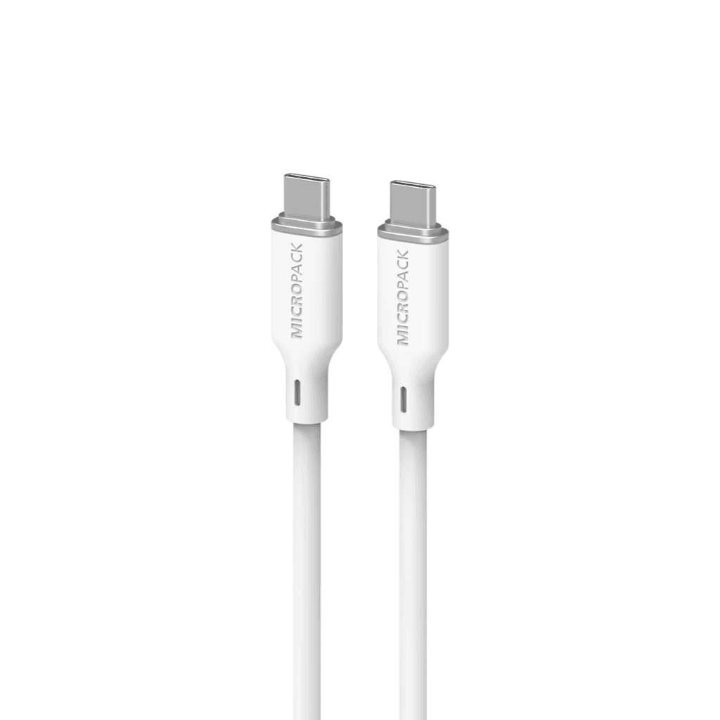 Micropack Cable C to C - Fast Charging & Strong Cable - 60watt - Soft Silicone - Kabel 1,2 Meter - MC-C60 - SFI Group - White