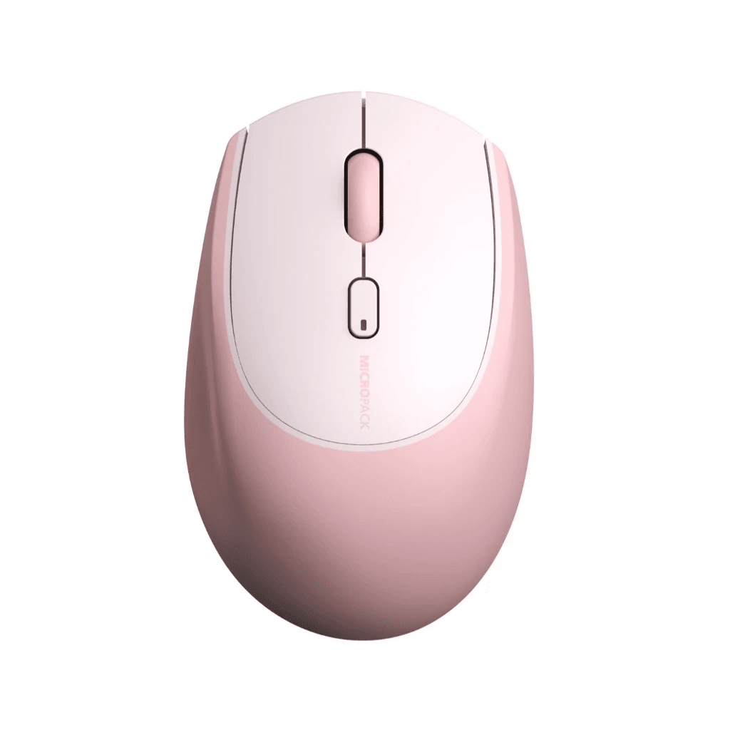 Micropack Mouse Wireless & Bluetooth - Silent Click - Soft Touch - 3 Devices - MS-201W - SFI Group - Pink