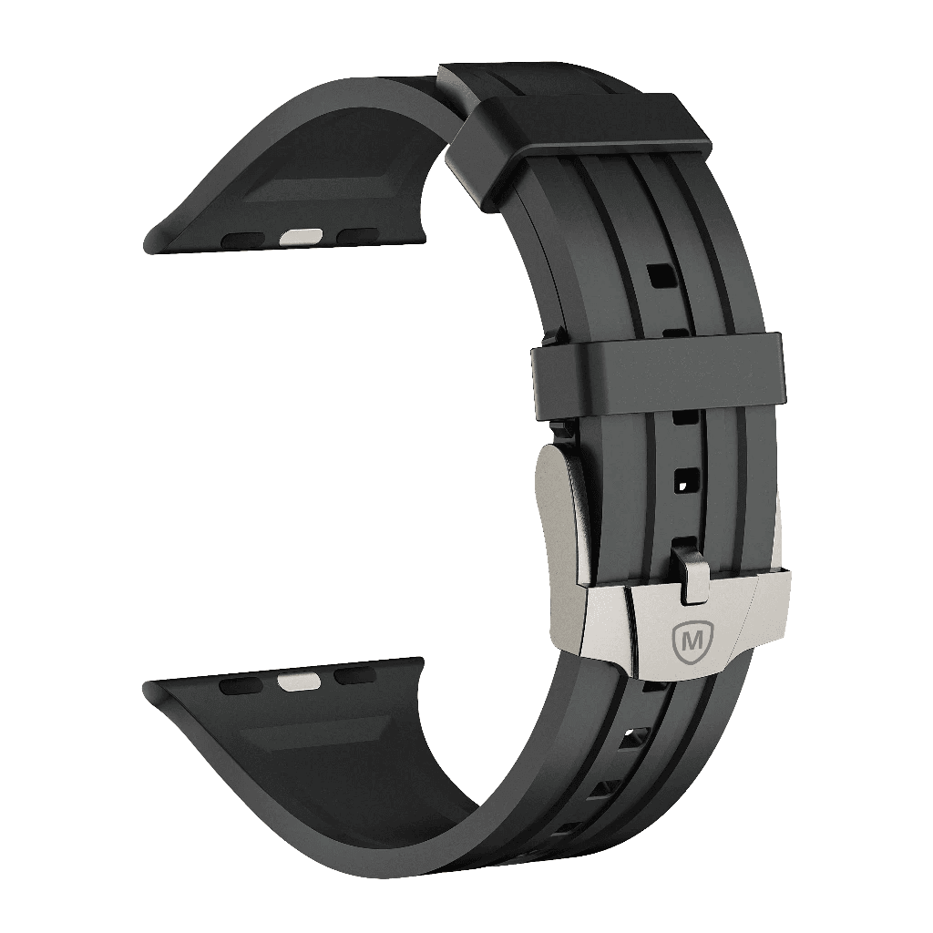 Micropack Rubber Watch Strap - Stylish & Comfy - Skin Friendly - Stain Resistant - Strap Jam - MWS-01 - SFI Group - Black