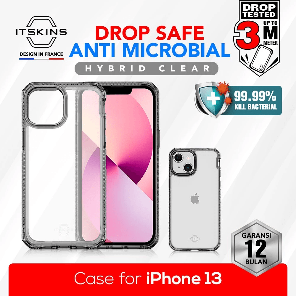 ITSKINS Shockproof Case / Casing for iPhone 13 - Hybrid Clear - SFI Group - Black & Transparent